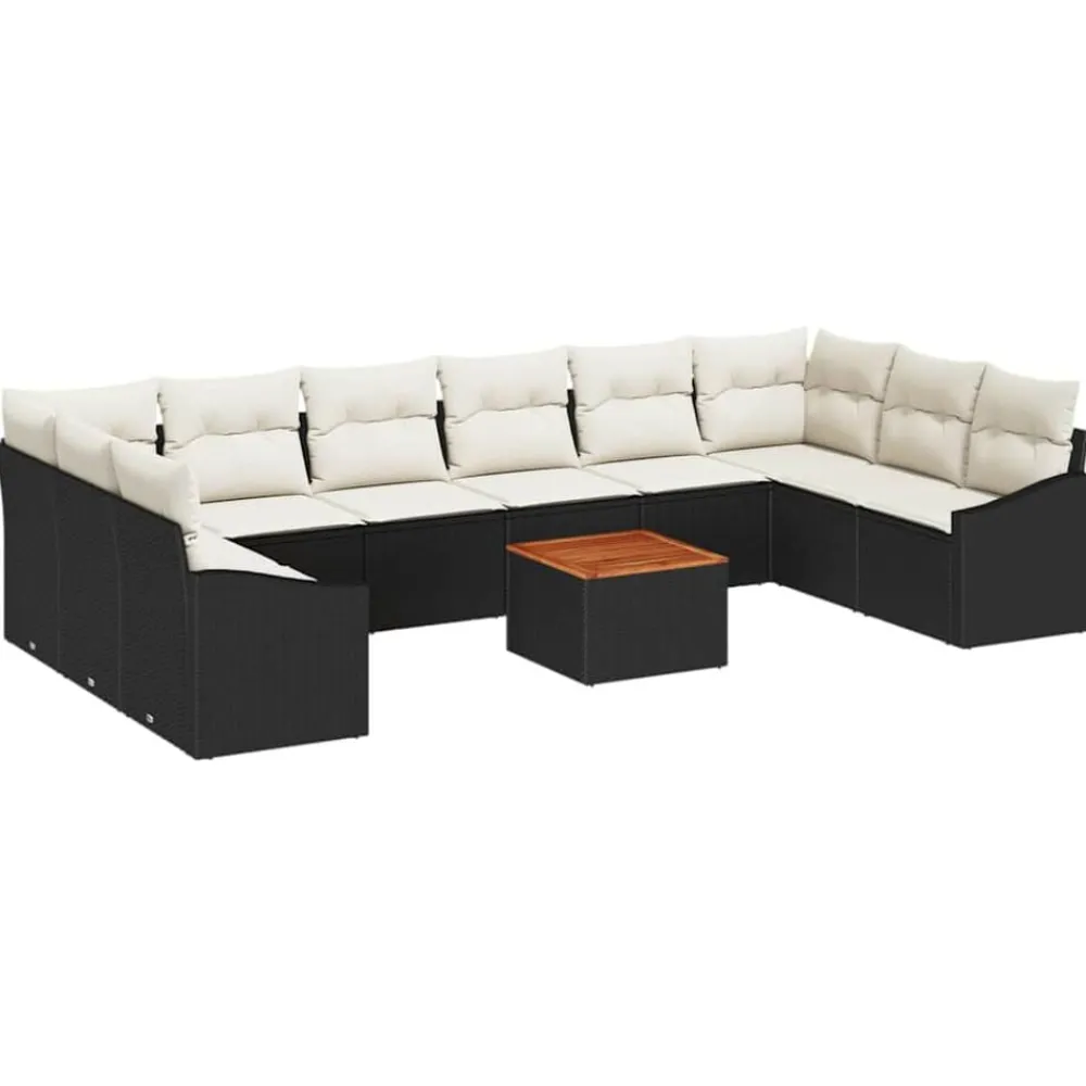 vidaXL Muebles De Jardín-Conjunto de sofás de jardín 11 pcs Negro ratán sintético