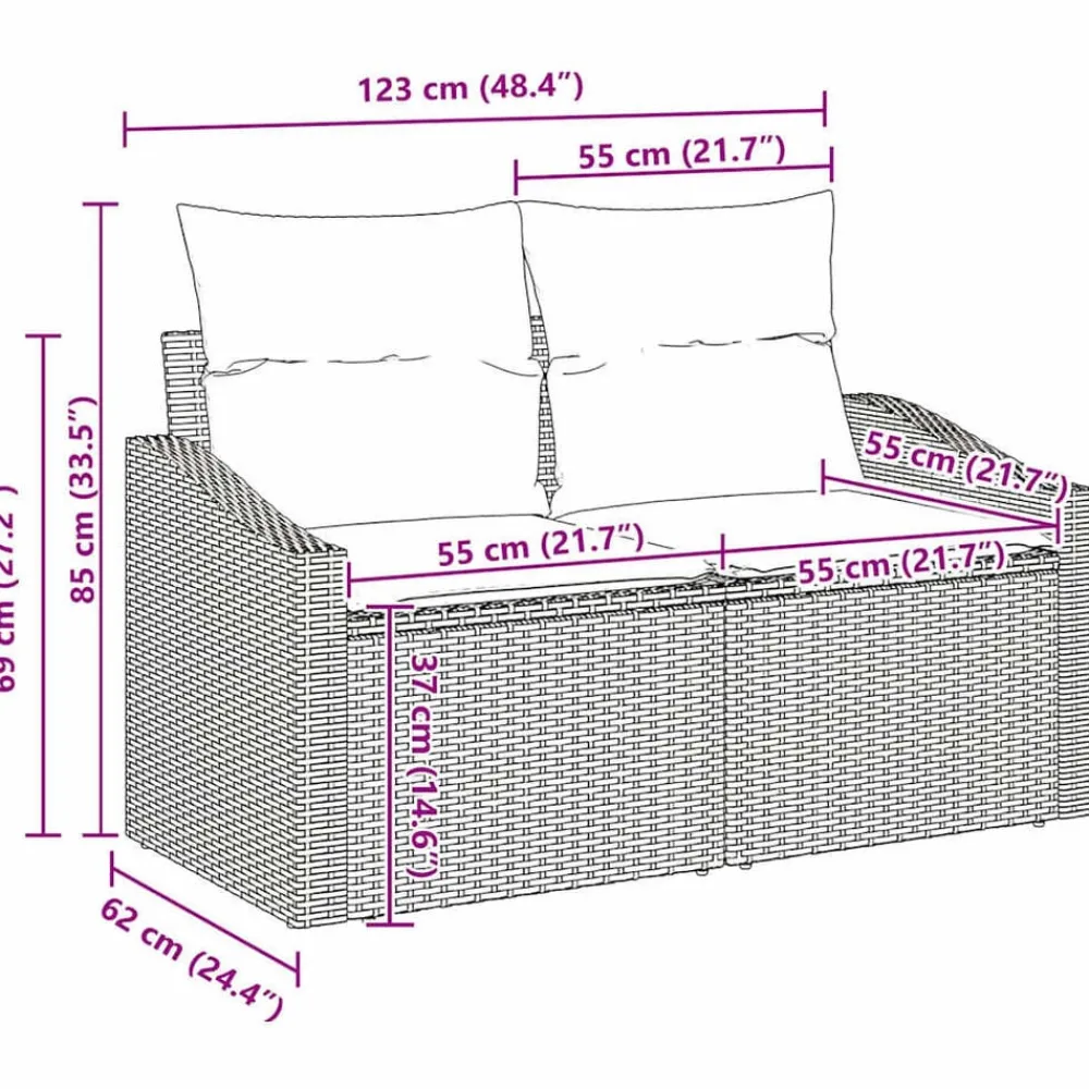 vidaXL Muebles De Jardín-Conjunto de sofás de jardín 11 pcs Negro ratán sintético