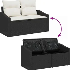 vidaXL Muebles De Jardín-Conjunto de sofás de jardín con cojín 5 pcs Marrón y crema