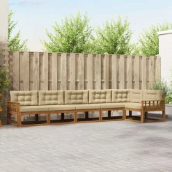 vidaXL Conjunto de sofás de exterior con cojín 6 pcs Natural y beige Online