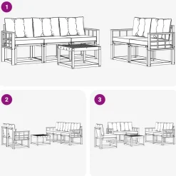 vidaXL Conjuntos De Muebles-Conjunto de sofás de exterior con cojín 6 pcs