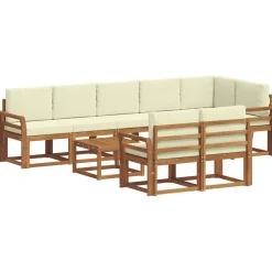 vidaXL Conjunto de sofás de exterior con cojín 9 pcs Natural y crema Best