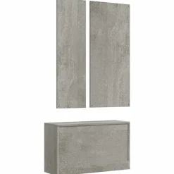 vidaXL Productos Del Hogar-Conjunto de zapatero 3 en 1 madera contrachapada gris hormigón
