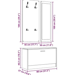 vidaXL Conjunto de zapatero 3 en 1 madera contrachapada Blanco Hot