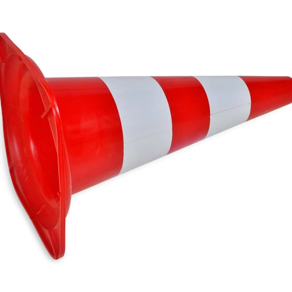 vidaXL Avisos-Conos de tráfico reflectantes 10 unidades rojo y blanco 50 cm