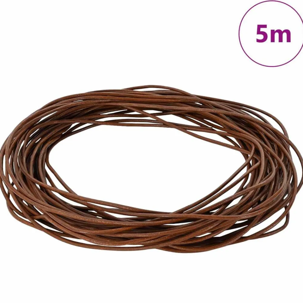 vidaXL Cordón de cuero Marrón Claro Ø1 mm x 5 m Cuero Marrón claro Outlet