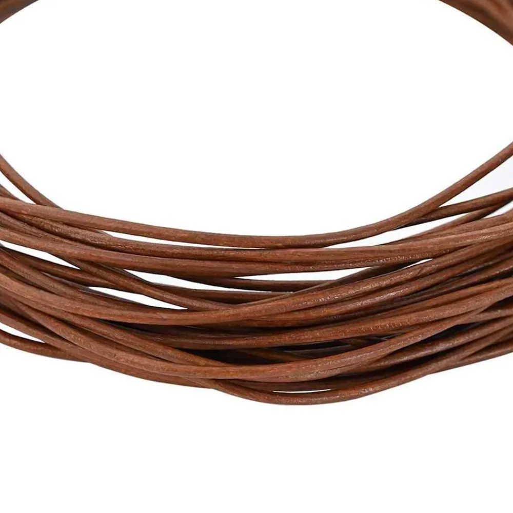 vidaXL Cordón de cuero Marrón Claro Ø1 mm x 5 m Cuero Marrón claro Outlet