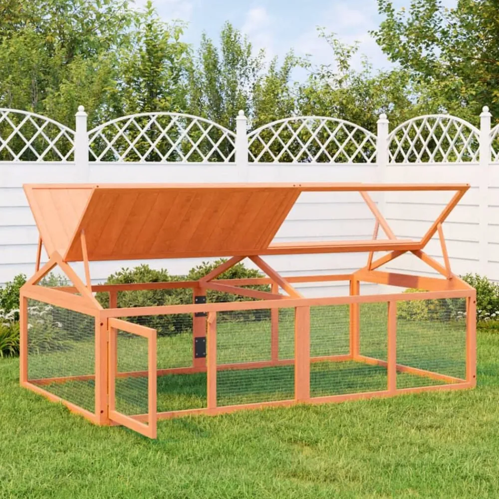 vidaXL Productos Para Mascotas-Corral de madera maciza pino marrón 200x112,5x74 cm