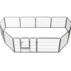 vidaXL Productos Para Mascotas-Corral para perros 12 paneles de acero 80x60 cm negro