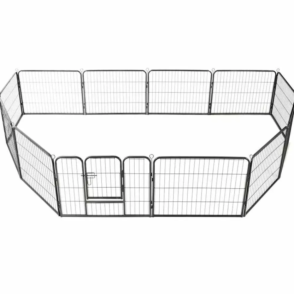 vidaXL Productos Para Mascotas-Corral para perros 12 paneles de acero 80x60 cm negro