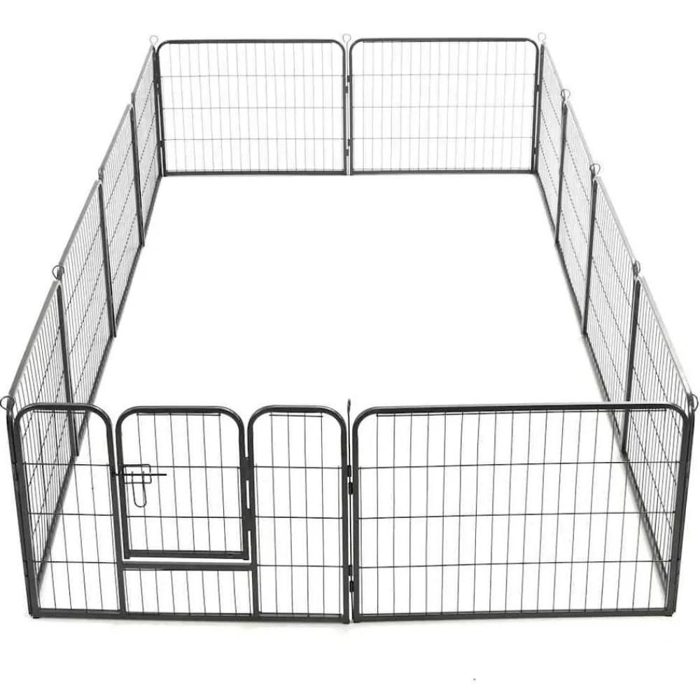 vidaXL Productos Para Mascotas-Corral para perros 12 paneles de acero 80x60 cm negro