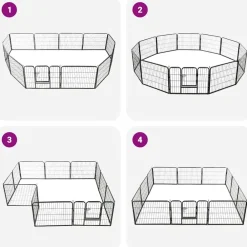 vidaXL Productos Para Mascotas-Corral para perros 12 paneles de acero 80x60 cm negro