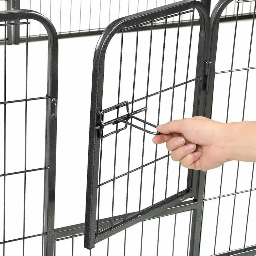 vidaXL Productos Para Mascotas-Corral para perros 12 paneles de acero 80x60 cm negro