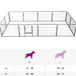 vidaXL Productos Para Mascotas-Corral para perros 12 paneles de acero 80x60 cm negro