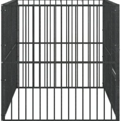 vidaXL Productos Para Mascotas-Corralito para perros con 4 paneles acero galvanizado negro