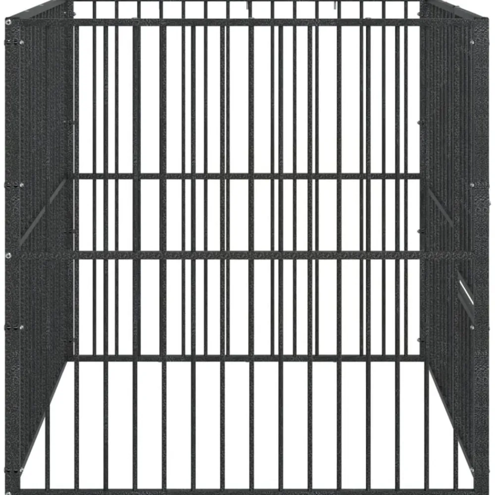 vidaXL Productos Para Mascotas-Corralito para perros con 4 paneles acero galvanizado negro
