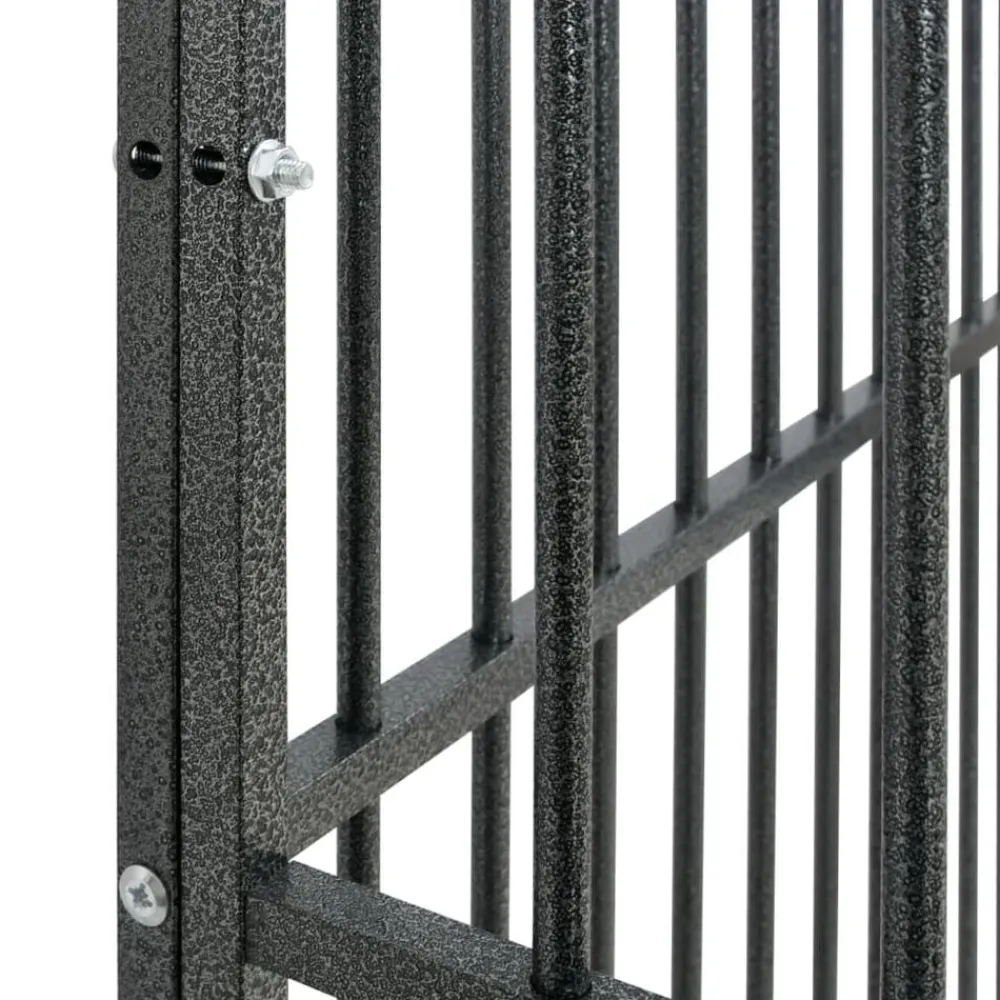 vidaXL Productos Para Mascotas-Corralito para perros con 4 paneles acero galvanizado negro
