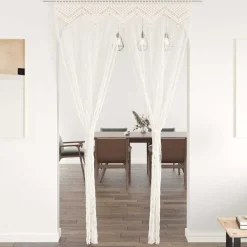 vidaXL Decoración-Cortina de macramé algodón 140x240 cm