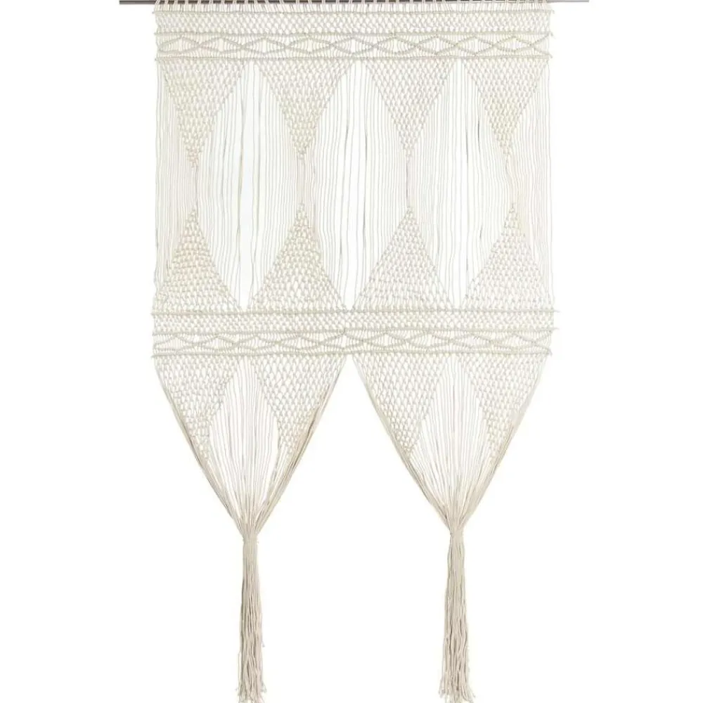 vidaXL Cortina de macramé algodón 140x240 cm Crema Outlet