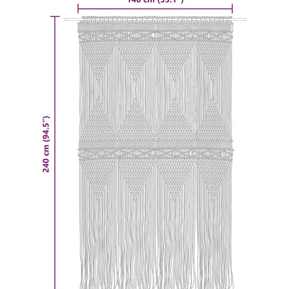 vidaXL Cortina de macramé algodón 140x240 cm Crema Outlet