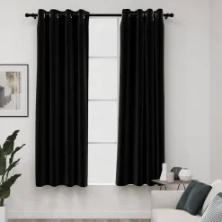 vidaXL Cortina opaca con ojales look lino 2 pzas 140x175 cm Antracita New