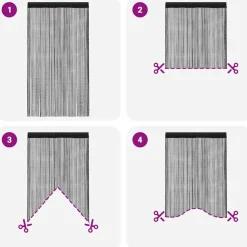 vidaXL Decoración-Cortinas de flecos 2 piezas 100x250 cm negras