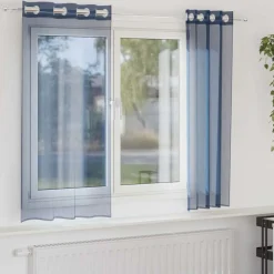 vidaXL Cortinas de gasa con ojales 2 uds Azul real Sale