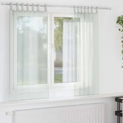 vidaXL Cortinas de gasa con trabillas 2 uds 140x175 cm Gris claro New