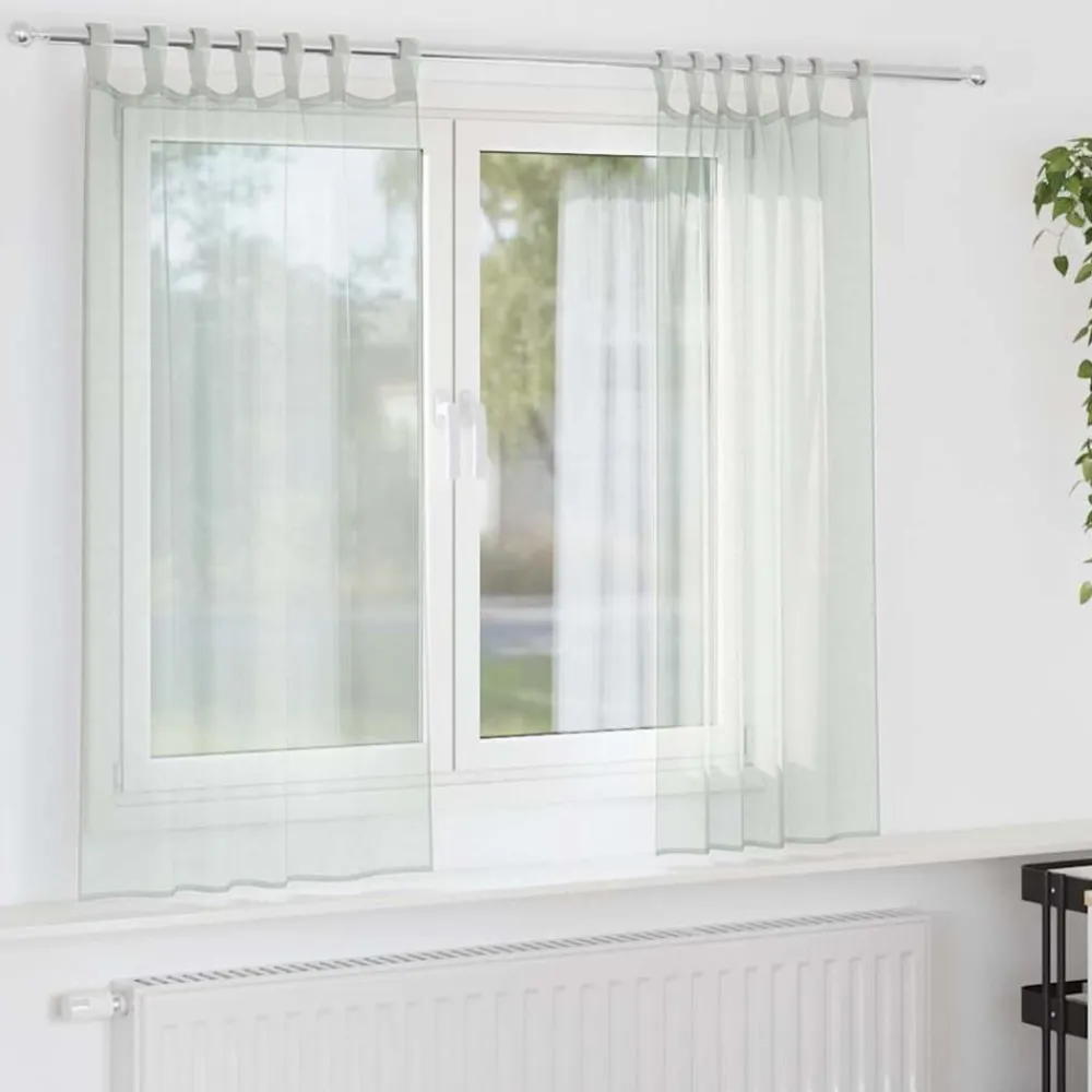 vidaXL Cortinas de gasa con trabillas 2 uds 140x175 cm Gris claro New