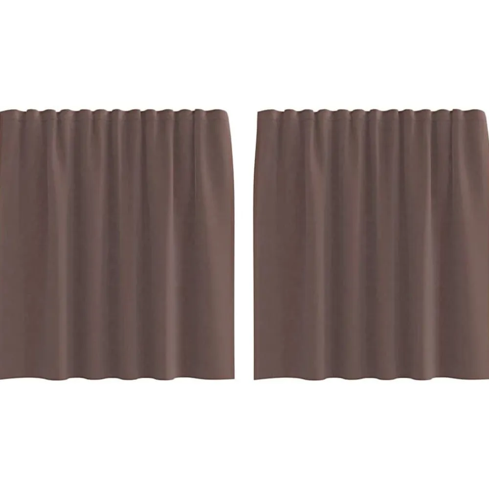 vidaXL Cortinas de gasa con bolsillos para varillas 2 uds. marrón Marr&oacute;n