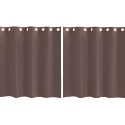 vidaXL Cortinas de gasa con ojales 2 uds marrón 140x140 cm Marr&oacute;n Clearance
