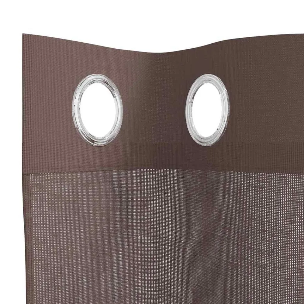 vidaXL Cortinas de gasa con ojales 2 uds marrón 140x140 cm Marr&oacute;n Clearance