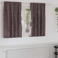 vidaXL Cortinas de Terciopelo 2 pcs Marrón 140 x 140 cm Terciopelo Marr&oacute;n New