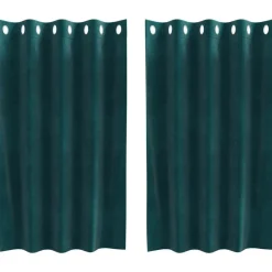 vidaXL Cortinas opacas 2 pcs 140 x 140 cm Terciopelo Verde oscuro Outlet