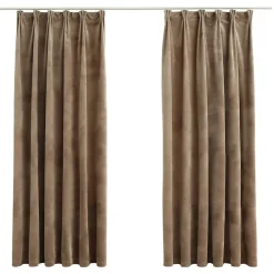 vidaXL Cortinas opacas con ganchos 2 pzas terciopelo 140x175 cm Beige Sale