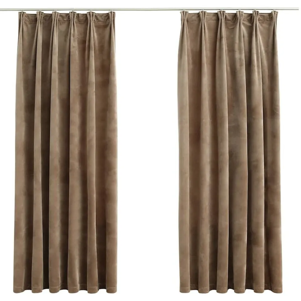 vidaXL Cortinas opacas con ganchos 2 pzas terciopelo 140x175 cm Beige Sale