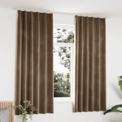 vidaXL Cortinas opacas con ganchos 2 pzas terciopelo 140x175 cm Beige Sale