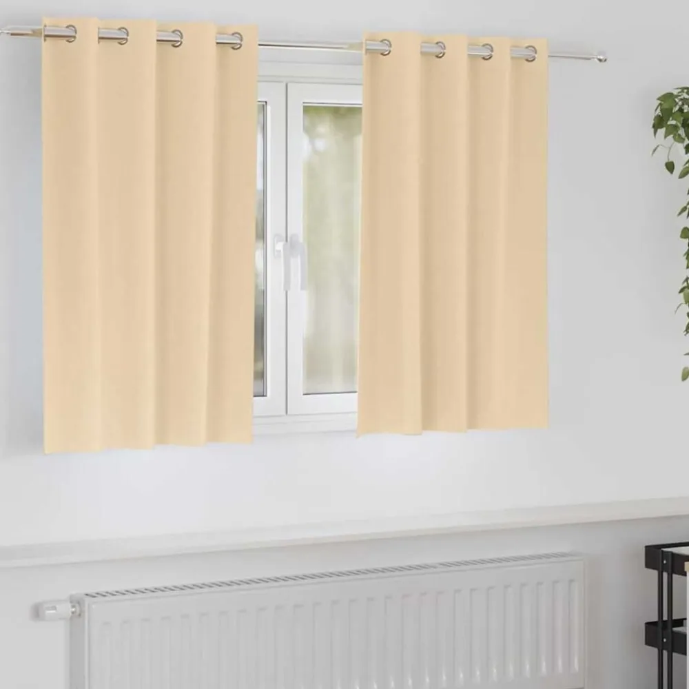 vidaXL Cortinas Opacas con Anillas 2 pcs 140 x 140 cm Poliéster Crema Sale