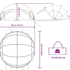vidaXL Piscina Y Spa-Cúpula para piscina Manual 336 x 322 x 160 cm