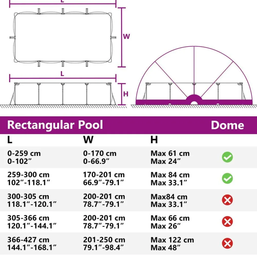 vidaXL Piscina Y Spa-Cúpula para piscina Manual 336 x 322 x 160 cm