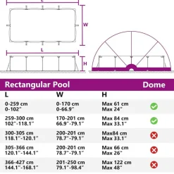 vidaXL Piscina Y Spa-Cúpula para piscina Manual 336 x 322 x 160 cm PVC