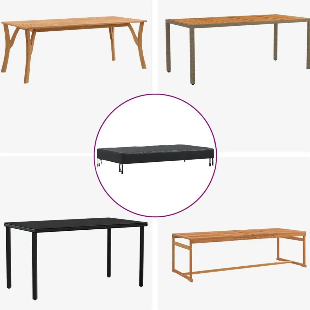 vidaXL Accesorios Para Muebles De Jardín-Cubierta de Mesa Liso Negro 122 x 72 x 15 cm tela