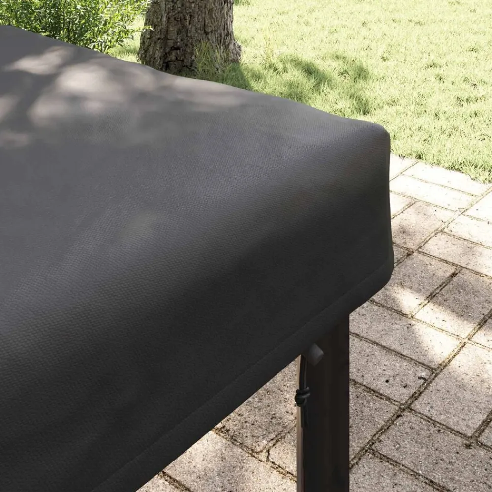 vidaXL Accesorios Para Muebles De Jardín-Cubierta de Mesa Liso Negro 122 x 72 x 15 cm tela
