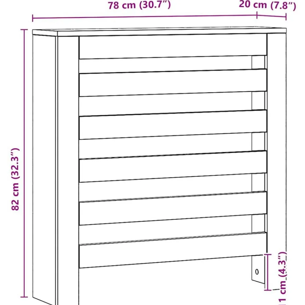 vidaXL Cubierta de radiador madera color artesano 78x20x82 cm Roble Hot