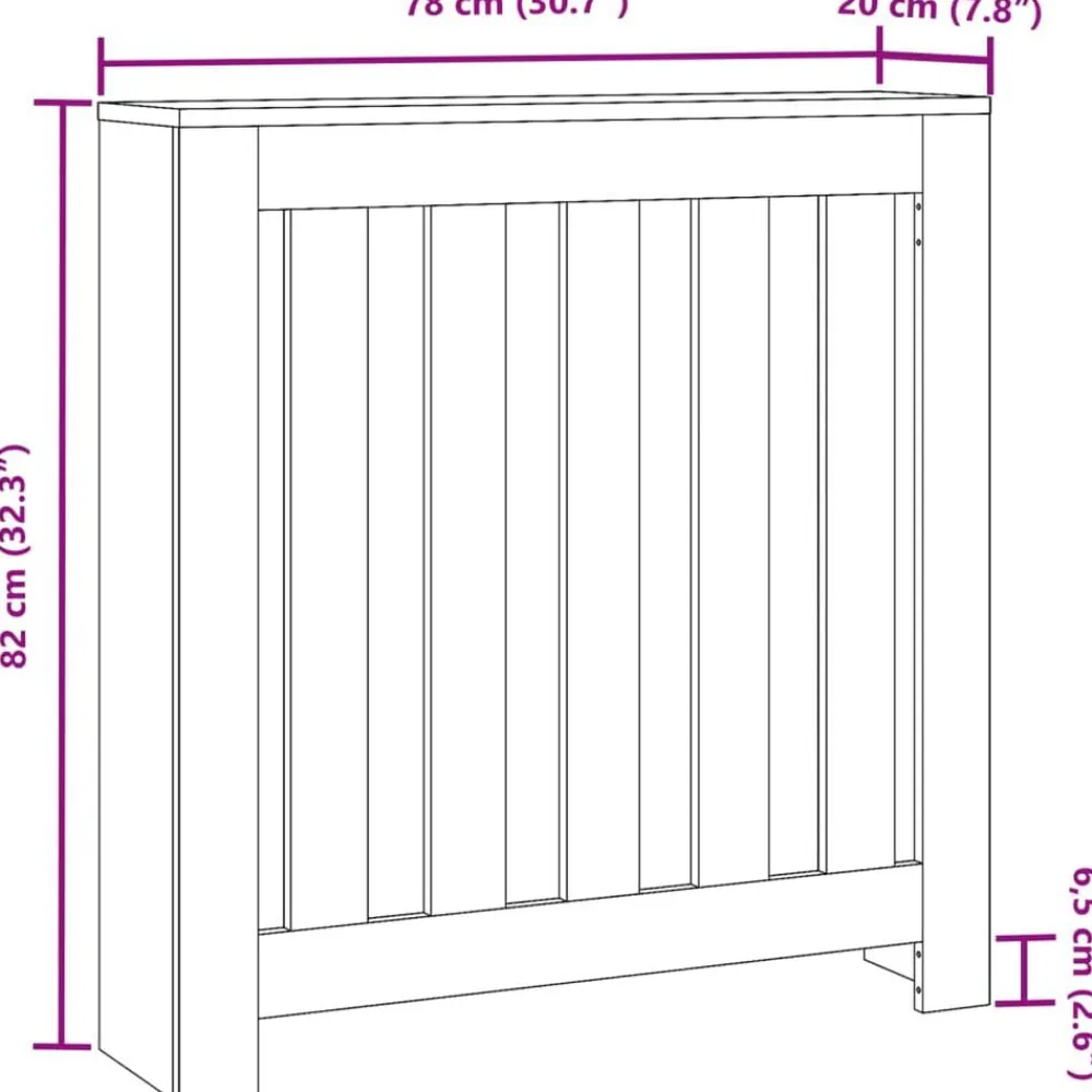 vidaXL Accesorios Para Electrodomésticos-Cubierta de radiador madera de ingeniería 78x20x82 cm