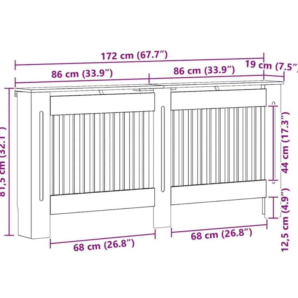 vidaXL Cubierta de Radiador 172 x 19 x 81,5 cm Roble ahumado Online