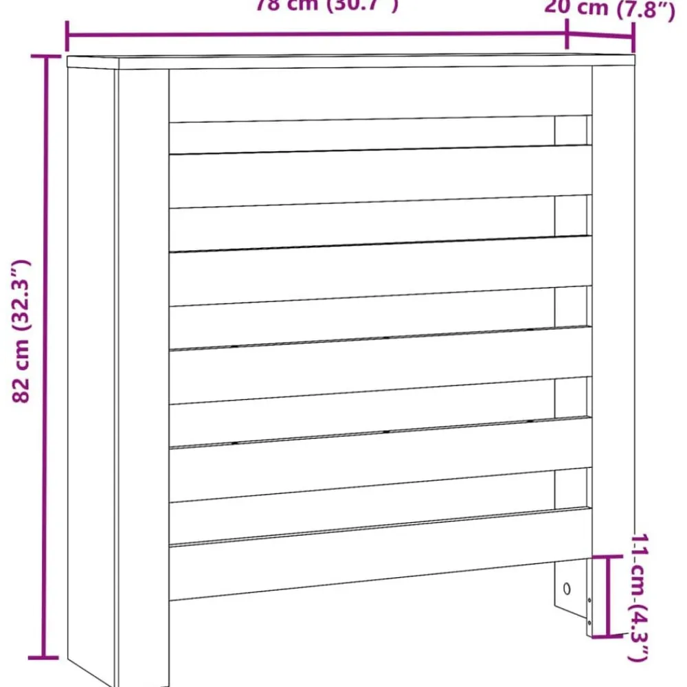 vidaXL Cubierta de radiador madera ingeniería 78x20x82cm Roble ahumado Outlet