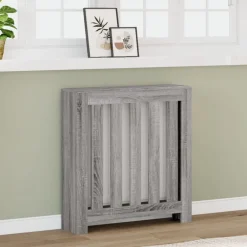 vidaXL Cubierta de radiador madera ingeniería 78x20x82 cm Gris sonoma Hot