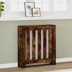 vidaXL Cubierta de radiador madera ingeniería 78x20x82cm Roble ahumado Clearance