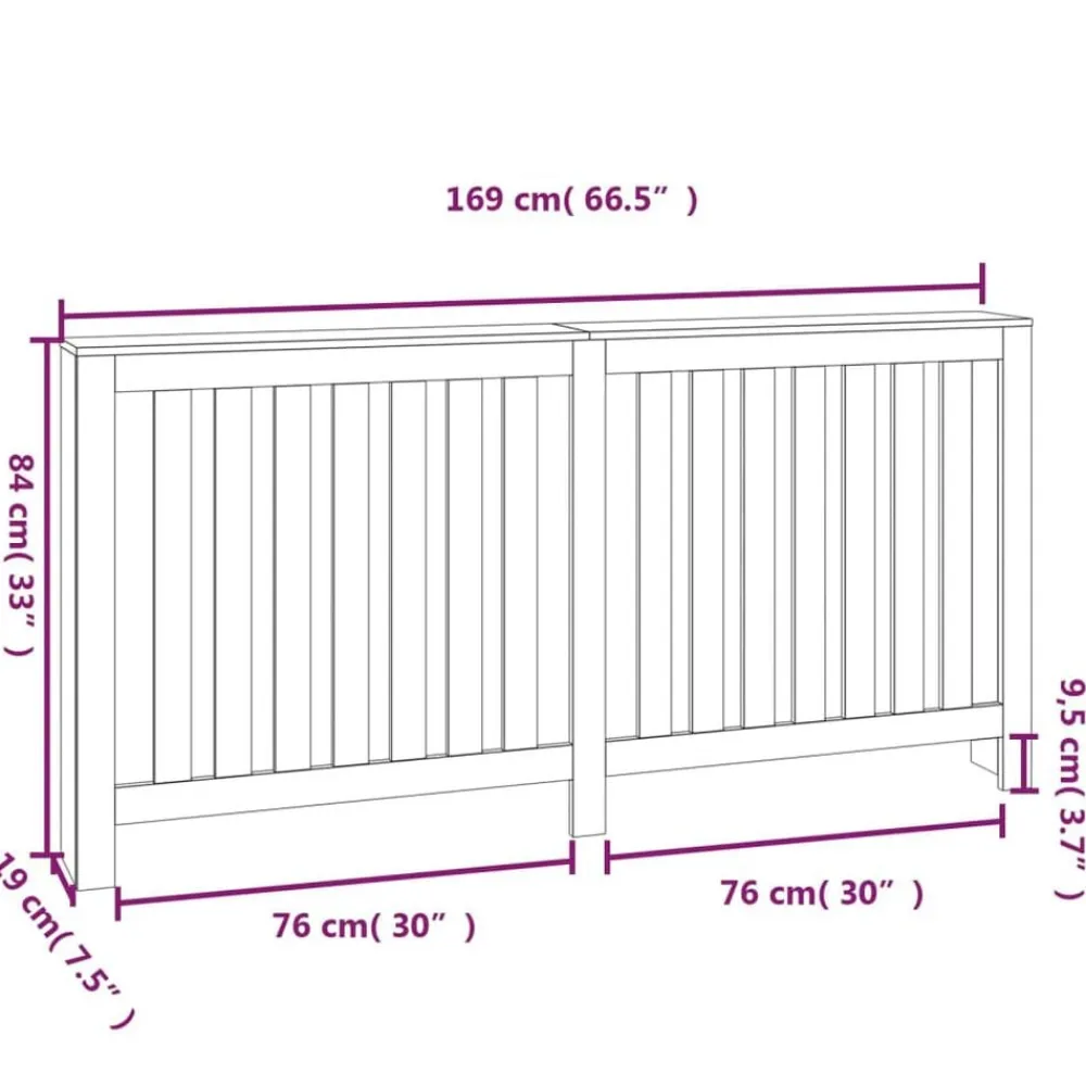 vidaXL Accesorios Para Electrodomésticos-Cubierta de radiador madera maciza de pino 169x19x84 cm